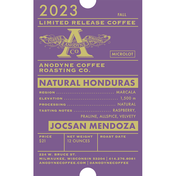 Honduras Jocsan Mendoza Natural - Anodyne Coffee Roasting Co.