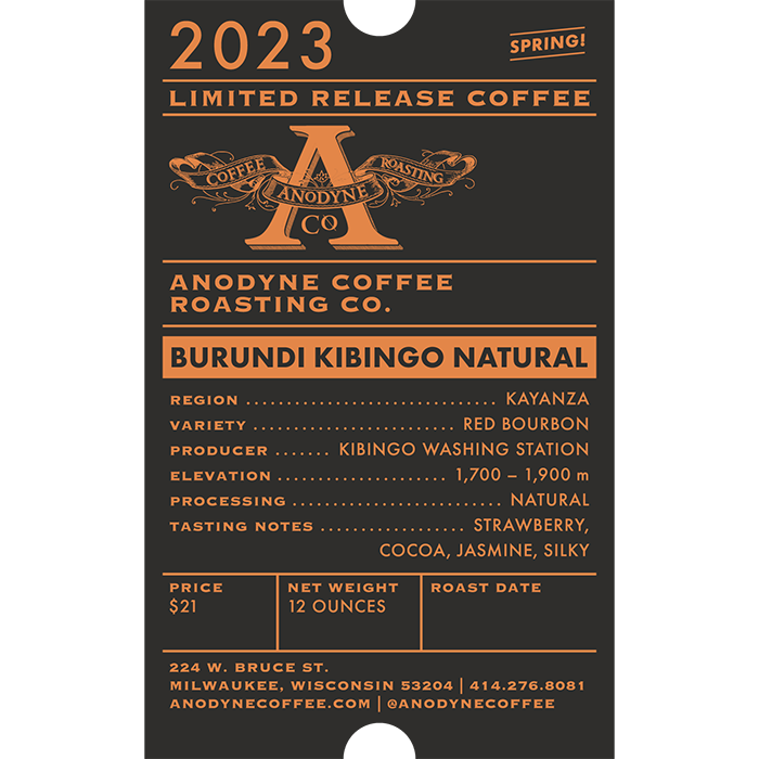 Burundi Kibingo Natural - Anodyne Coffee Roasting Co.