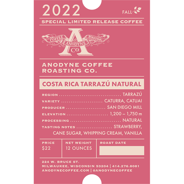 Costa Rica Tarrazú Natural - Anodyne Coffee Roasting Co.