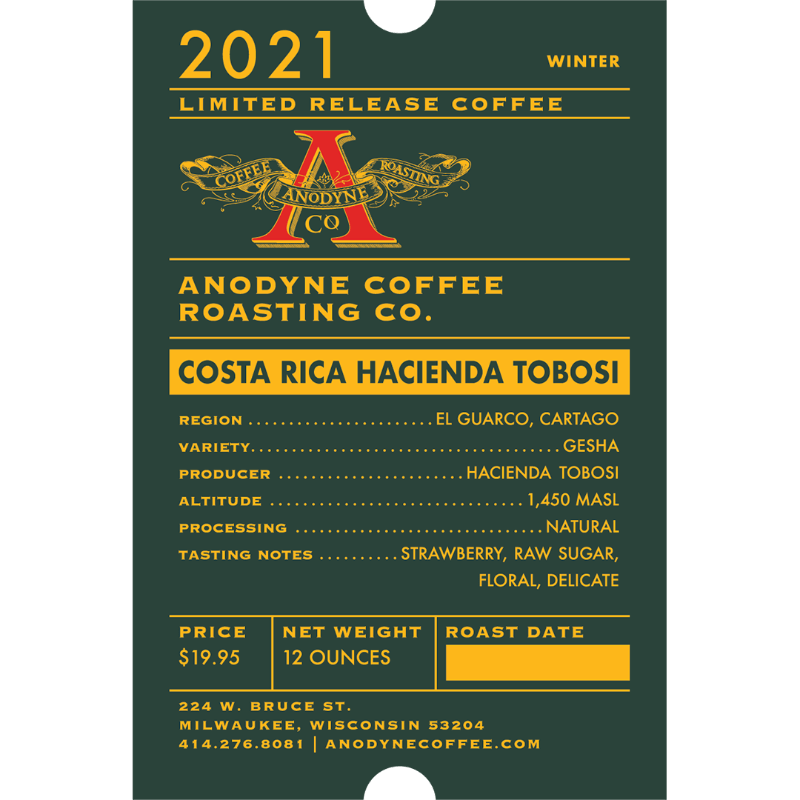 Costa Rica Hacienda Tobosi Natural Gesha - Anodyne Coffee Roasting Co.