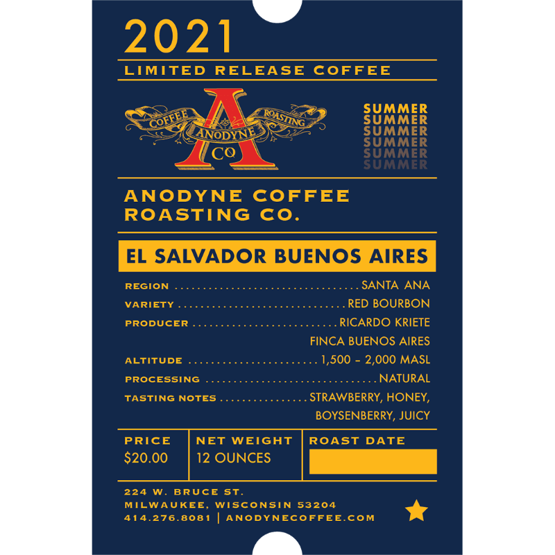 El Salvador Finca Buenos Aires - Anodyne Coffee Roasting Co.