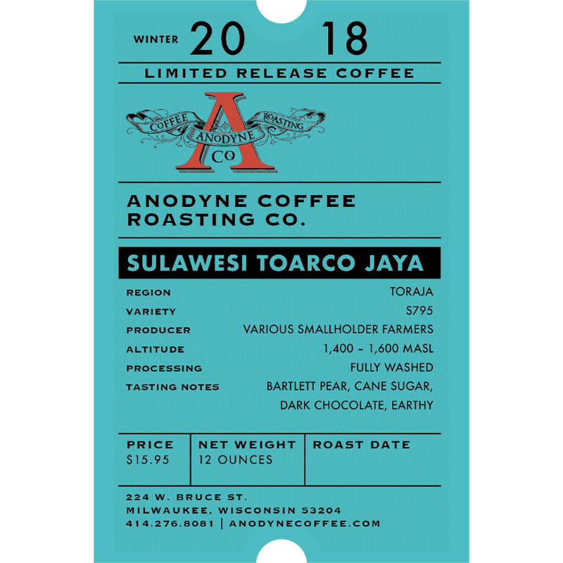 Sulawesi Toarco Jaya 2018 - Anodyne Coffee Roasting Co.
