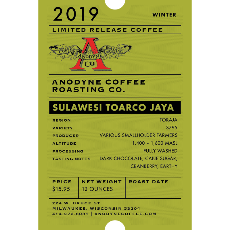 Sulawesi Toarco Jaya 2019 - Anodyne Coffee Roasting Co.