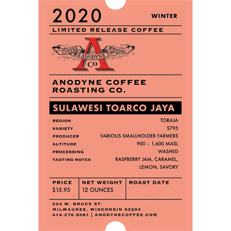 Sulawesi Toarco Jaya 2020 - Anodyne Coffee Roasting Co.