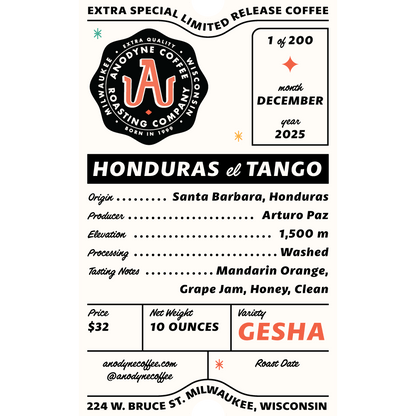 Honduras el Tango Gesha (Dec 5) - Anodyne Coffee Roasting Co.