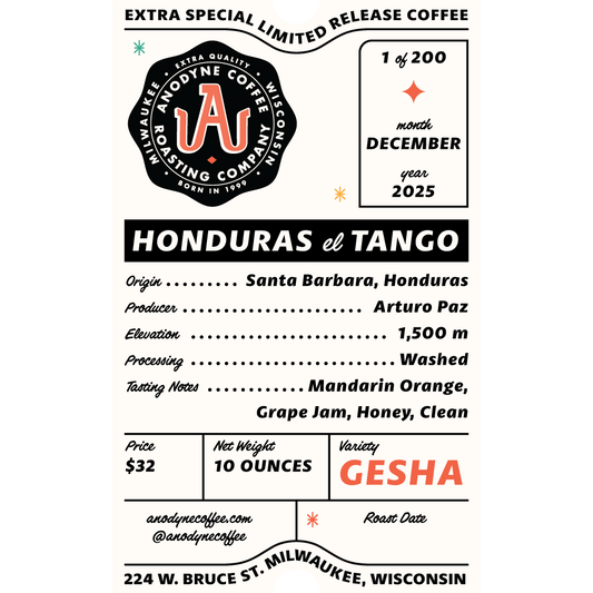 Honduras el Tango Gesha (Dec 5) - Anodyne Coffee Roasting Co.