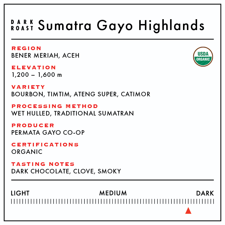Dark Roast Sumatra Gayo Highlands